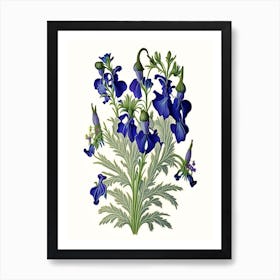 Larkspur Floral 2 Botanical Vintage Poster Flower Art Print