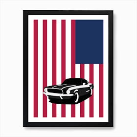 Mustang America Flag Art Print