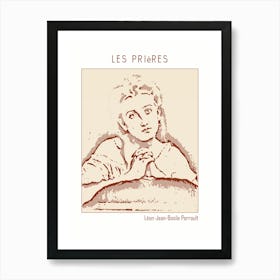 Line Art Minimalist – Les Prières – Léon Jean Basile Perrault – Classic Painting 1 Art Print