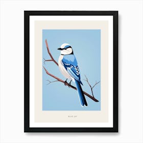 Minimalist Blue Jay 3 Bird Poster Art Print