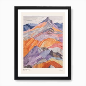 Bowfell England Colourful Mountain Illustration Poster Art Print