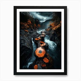 Verdant Majesty: Tall Waterfall in a Lush Forest Art Print