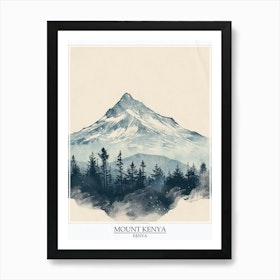 Mount Kenya Color Line Drawing 5 Poster Art Print