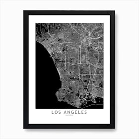 Los Angeles Black And White Map Art Print