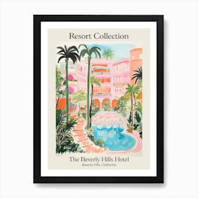 Poster Of The Beverly Hills Hotel   Beverly Hills, California   Resort Collection Storybook Illustration 2 Art Print