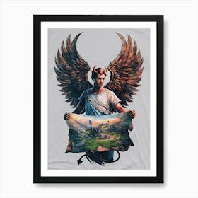 Angel Holding A Map 1 Art Print