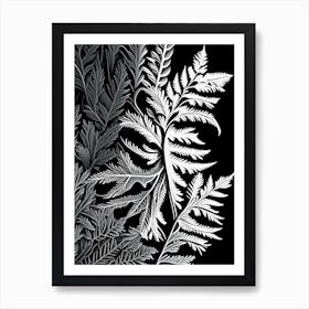 Hemlock Needle Leaf Linocut 3 Art Print