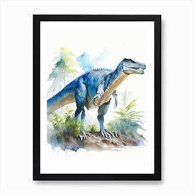 Cryolophosaurus Watercolour Dinosaur Art Print