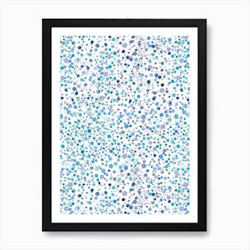 Fireflies Dots Blue Art Print