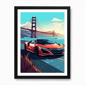 A Acura Nsx In The Pacific Coast Highway Car Illustration 3 Art Print