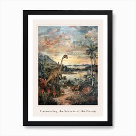 Dinosaur By The Sea Painting 4 Poster Art Print