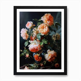 Baroque Floral Still Life Rose 8 Affiche