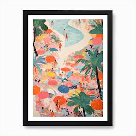 Painting Of An Aerial View Of A Beach Illustration 2 Art Print