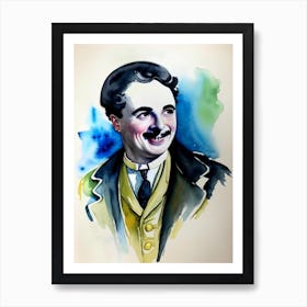 Charles Chaplin In The Great Dictator Watercolor 2 Art Print