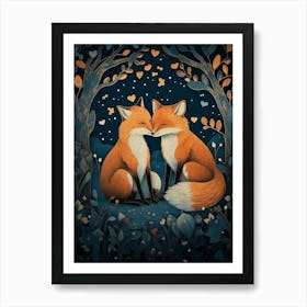 Two Foxes Kissing Art Print