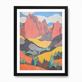 Mount Kenya Colourful Mountain Illustration Art Print