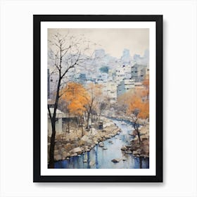 Winter City Park Painting Cheonggyecheon Park Seoul 8 Art Print