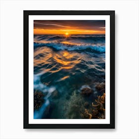 Sunset At The Beach-Reimagined Art Print