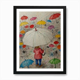 Umbrellas In The Rain 2 Art Print