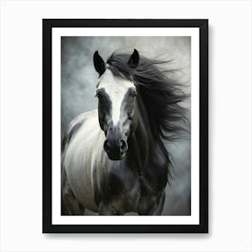 Black And White Horse Art Print