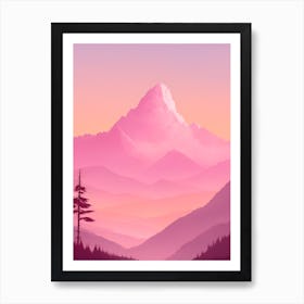 Misty Mountains Vertical Background In Pink Tone 85 Art Print