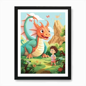 Peaceful Dragon And Kids 1 Art Print