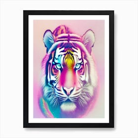 Bright Neon Color Tiger  Face Art Art Print