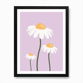 Retro Daisies Lavender Art Print