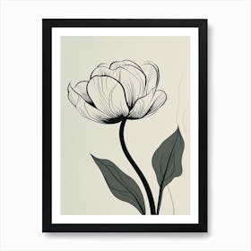 Line Art Tulips Flowers Illustration Neutral 6 Art Print