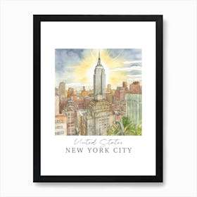United States, New York City Storybook 1 Travel Poster Watercolour Art Print