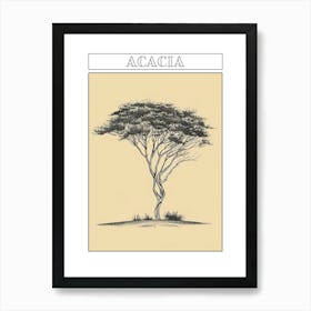 Acacia Tree Minimalistic Drawing 1 Poster Art Print