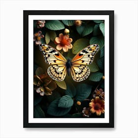 Butterfly On A Flower 2 Art Print