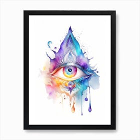 The Ajna Chakra, Symbol, Third Eye Watercolour 1 Art Print