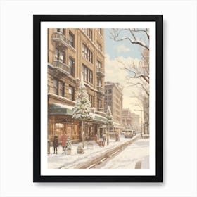 Vintage Winter Illustration Chicago Usa 1 Art Print