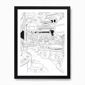 The Mos Eisley Cantina (Star Wars) Fantasy Inspired Line Art 3 Art Print