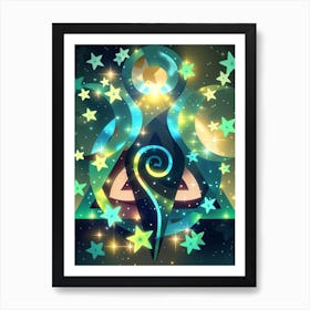 Moon And Stars Art Print