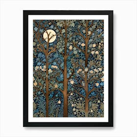 William Morris Moonlight In The Woods 19 Art Print