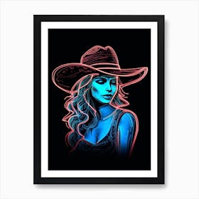 Neon Cowgirl Sign 2 1 Art Print