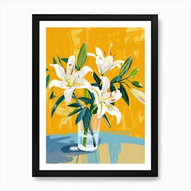 Lily Flowers On A Table   Contemporary Illustration 1 Art Print