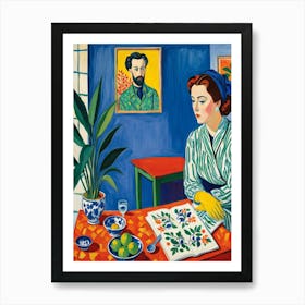 Woman At The Table Art Print