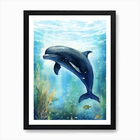 Dolphin In Ocean Realistic Illustration2 Art Print