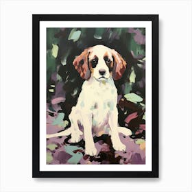 A Cavalier King Charles Spaniel Dog Painting, Impressionist 3 Art Print