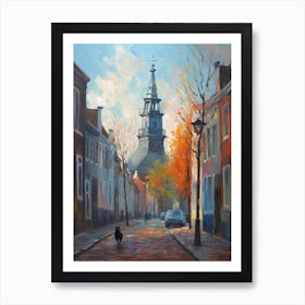 Painting Of A Street In Amsterdam With A Cat 3 Impressionism Art Print