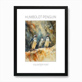 Humboldt Penguin Volunteer Point Watercolour Painting 1 Poster Art Print