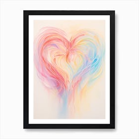 Whimiscal Rainbow Swirl Line Heart 2 Art Print