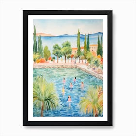 Swimming In Zadar Croatia Watercolour Art Print