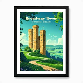 Broadway Tower Cotswold England Historical Digital Travel Illustration Art Print