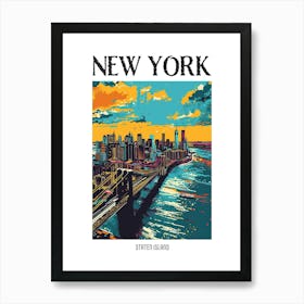 Staten Island New York Colourful Silkscreen Illustration 4 Poster Art Print