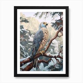 Winter Falcon 3 Illustration Art Print