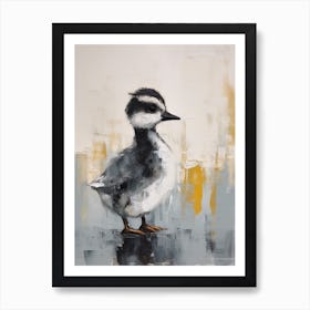 Abstract Grey Gouache Painting Of A Duckling 3 Art Print